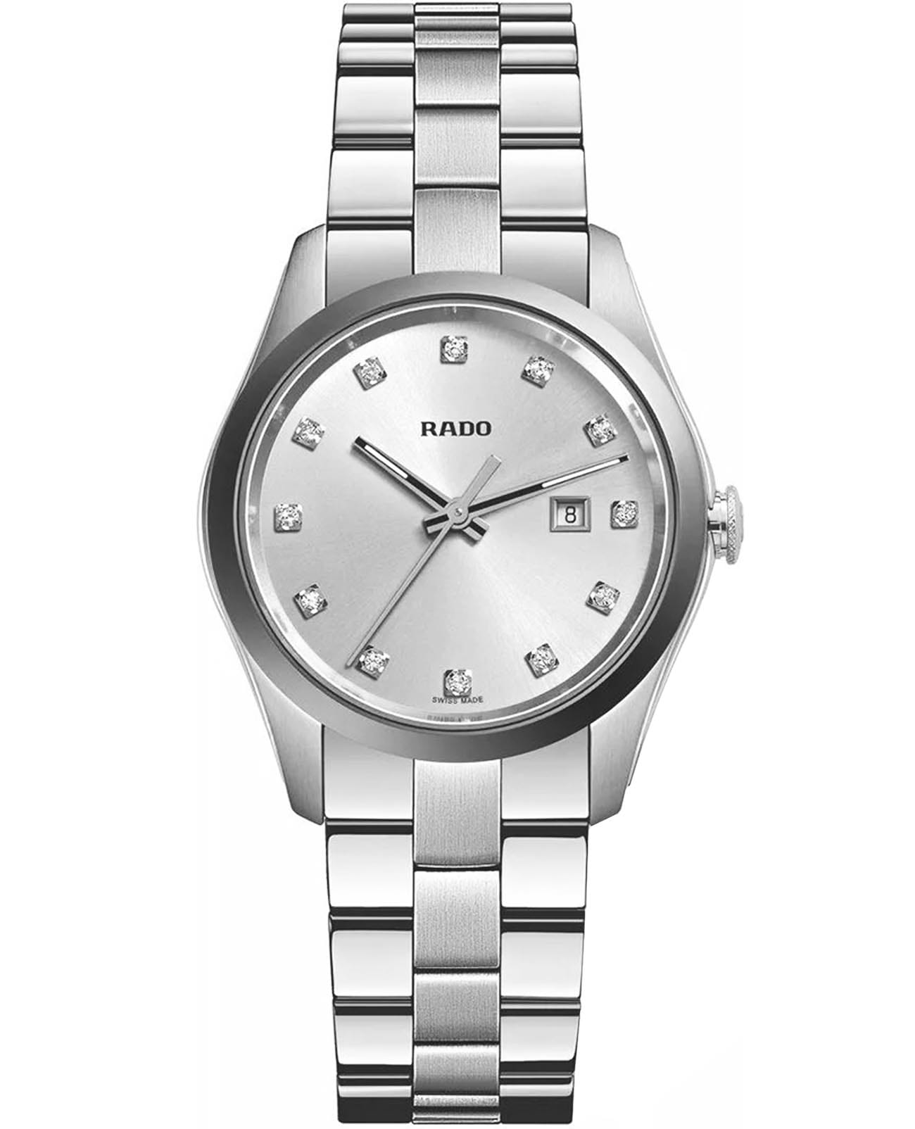 Rado Rado Hyperchrome R32110713  R32110713 кварцевые женские часы серебристый циферблат, браслет нержавеющая сталь — вид спереди