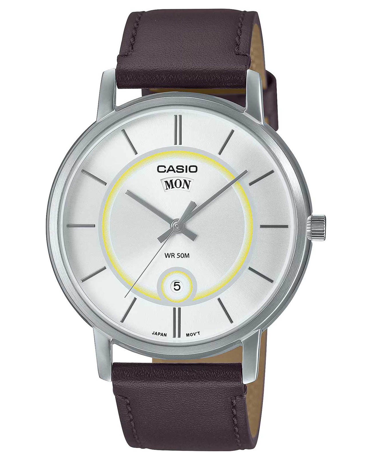 Casio Casio Collection MTP-B120L-7A  MTP-B120L-7A кварцевые мужские часы серебристый циферблат, браслет кожаный — вид спереди