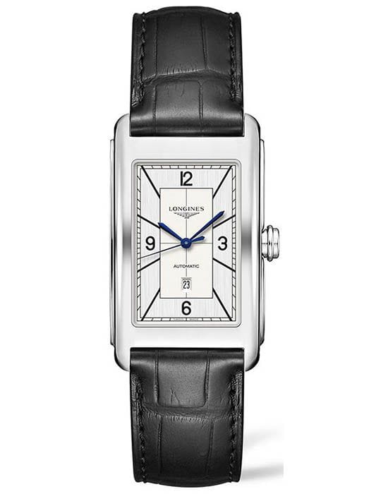 Longines Longines DolceVita L5.767.4.73.0  L57674730 механические женские часы белый циферблат, браслет кожаный — вид спереди