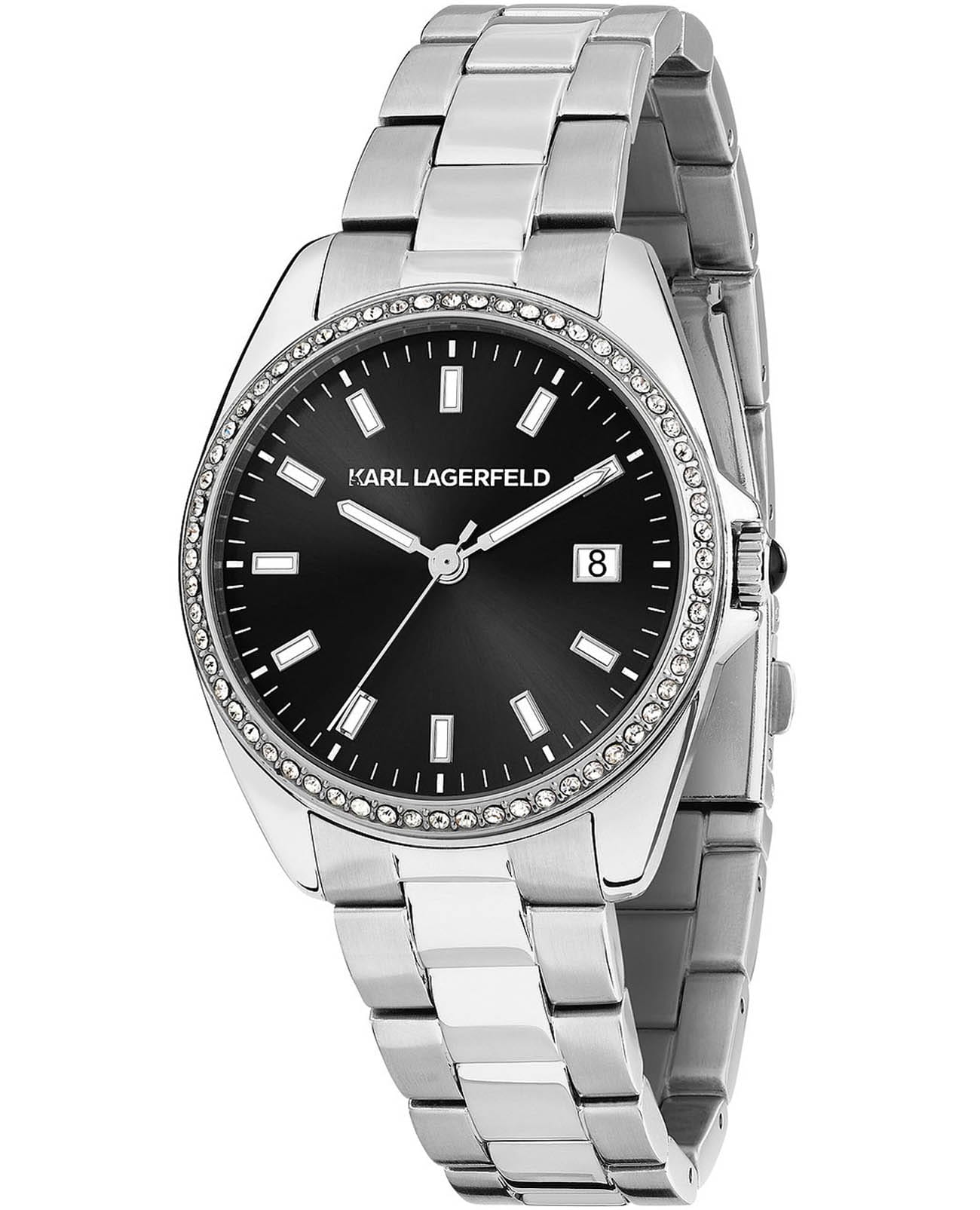 Karl Lagerfeld Karl Lagerfeld Round Essentials R0553101511  R0553101511 кварцевые женские часы черный циферблат, браслет нержавеющая сталь — вид спереди