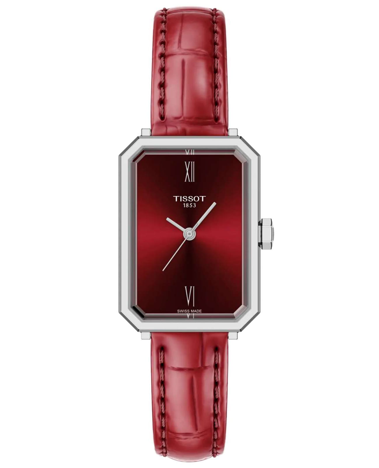 Tissot Tissot SRV 30mm T160.110.16.423.00 SRV T1601101642300 кварцевые женские часы красный циферблат, браслет кожаный — вид спереди