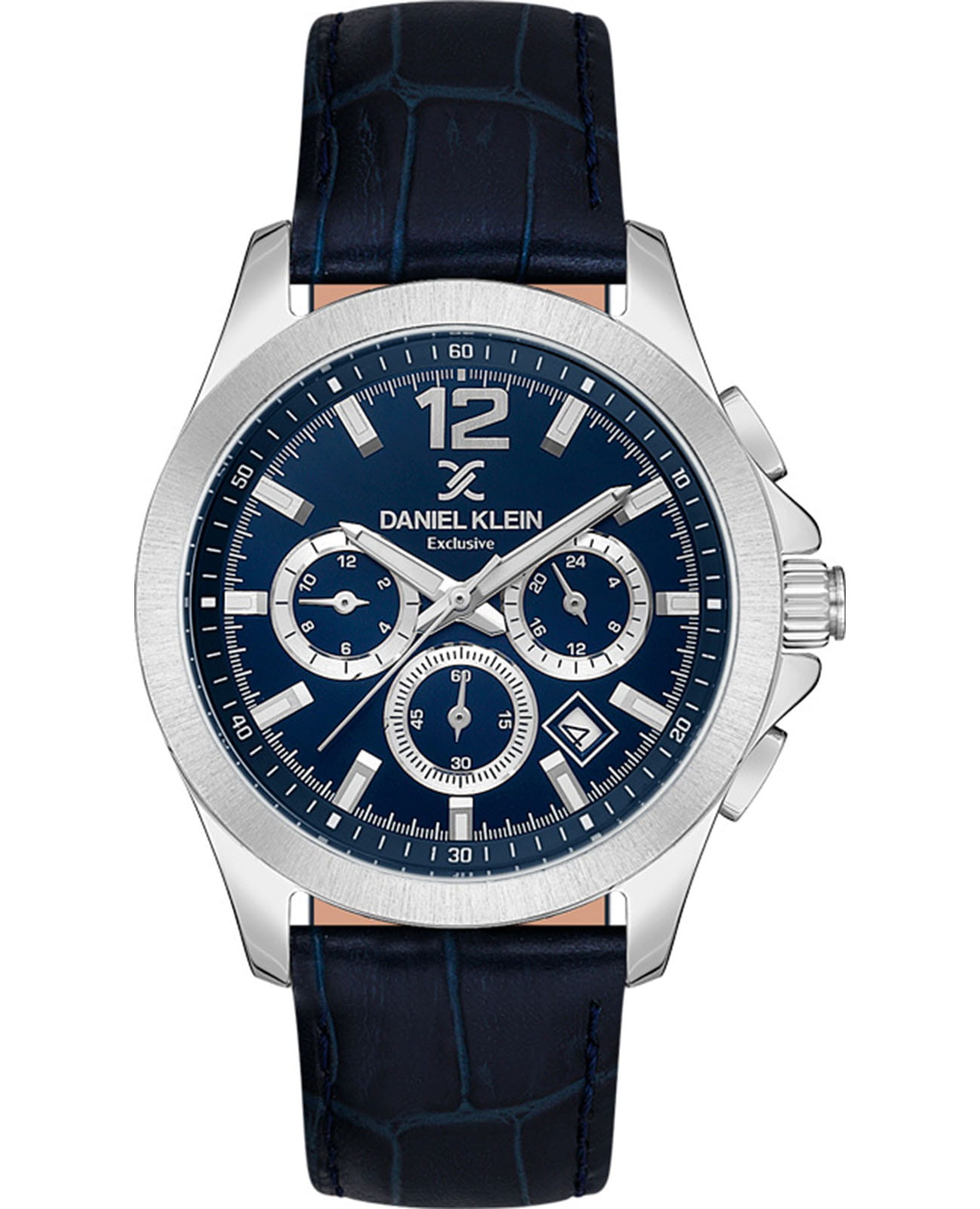 Daniel Klein Daniel Klein Exclusive DK.1.13671-3  DK.1.13671-3 кварцевые мужские часы синий циферблат, браслет кожаный — вид спереди