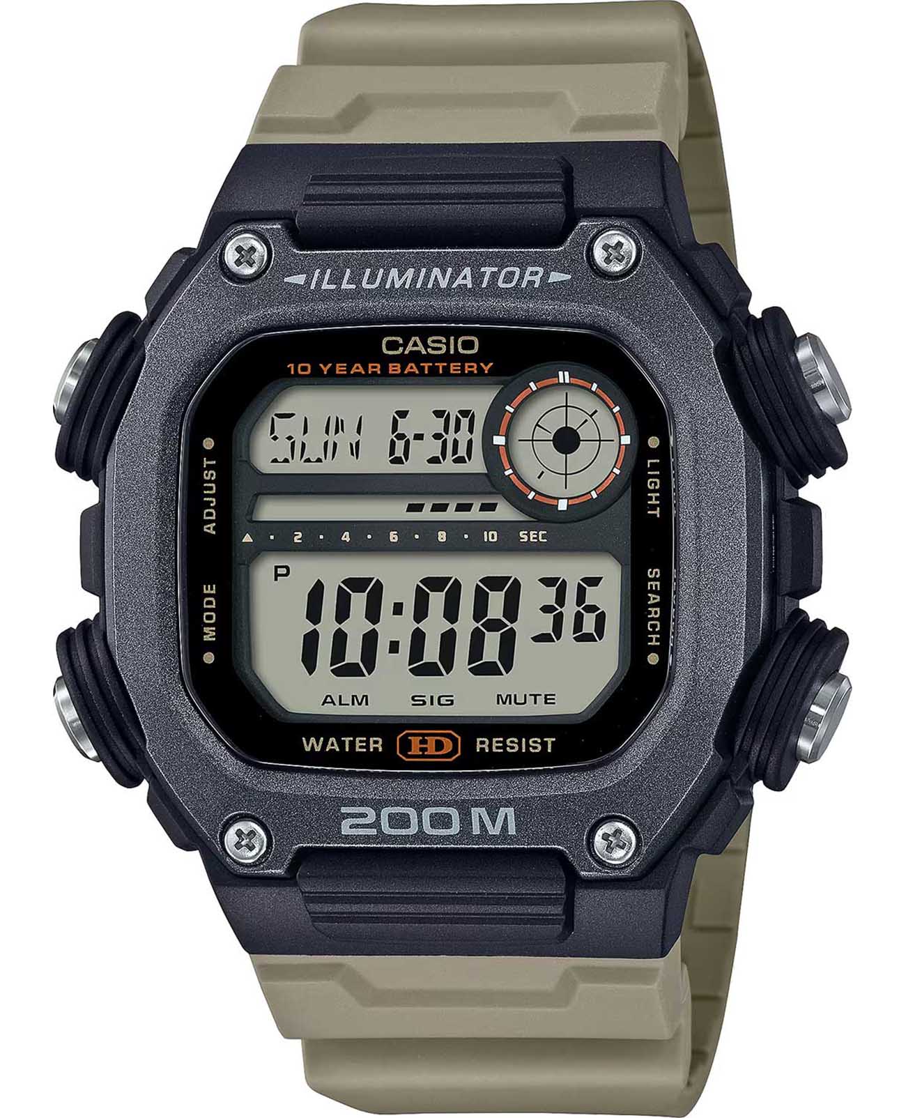 Casio Casio Collection DW-291HX-5AVDF (DW-291HX-5A)  DW-291HX-5A кварцевые мужские часы  циферблат, браслет пластик — вид спереди