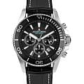 Jacques Lemans Jacques Lemans Liverpool Diver 1-2206A  1-2206A кварцевые мужские часы черный циферблат, браслет кожа + силикон — вид спереди