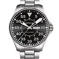 Hamilton Hamilton Khaki Aviation Pilot Day Date Auto H64715135  H64715135 механические мужские часы черный циферблат, браслет нержавеющая сталь — вид спереди