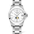Longines Longines Conquest  L3.380.4.16.6  L33804166 кварцевые женские часы белый циферблат, браслет нержавеющая сталь — вид спереди