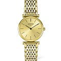 Longines Longines La Grande Classique L4.209.2.32.7  L42092327 кварцевые женские часы золотой циферблат, браслет сталь c pvd покрытием — вид спереди