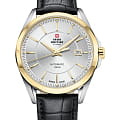 Swiss Military by Chrono Swiss Military by Chrono Automatic Collection SMA34085.16  SMA34085.16 механические мужские часы  серебристый циферблат, браслет кожаный — вид спереди