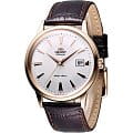 Orient Orient ER24002W (FER24002W)  FER24002W механические мужские часы белый циферблат, браслет кожа + текстиль — вид спереди