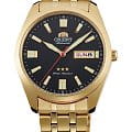 Orient Orient RA-AB0015B19  RA-AB0015B механические мужские часы черный циферблат, браслет сталь c pvd покрытием — вид спереди
