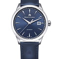 Maurice Lacroix Maurice Lacroix 1975 756008-SS001-430-4  756008-SS001-430-4 механические мужские часы  синий циферблат, браслет кожаный — вид спереди