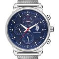 U.S. Polo Assn. U.S. Polo Assn. Crossing USPA1008-01  USPA1008-01 кварцевые мужские часы синий циферблат, браслет нержавеющая сталь — вид спереди