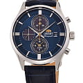 Orient Orient Chronograph RA-TY0004L  RA-TY0004L кварцевые мужские часы синий циферблат, браслет кожаный — вид спереди