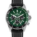 Jacques Lemans Jacques Lemans Liverpool Diver 1-2206C  1-2206C кварцевые мужские часы зеленый циферблат, браслет кожа + силикон — вид спереди