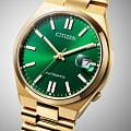 Citizen Citizen Tsuyosa NJ0152-51X механические мужские часы часы крупный план зеленый циферблата