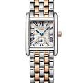 Longines Longines DolceVita L5.200.5.71.7  L52005717 кварцевые женские часы белый циферблат, браслет нержавеющая сталь и 18 каратное розовое золото — вид спереди