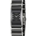 Rado Rado Integral Diamonds R20759759  R20759759 кварцевые женские часы  черный циферблат, браслет сталь + керамические вставки — вид спереди