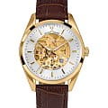 Jacques Lemans Jacques Lemans Automatic 1-2087E  1-2087E механические мужские часы золотой циферблат, браслет кожаный — вид спереди