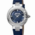 Just Cavalli Just Cavalli animalier JC1L174L0015  JC1L174L0015 кварцевые женские часы  синий циферблат, браслет кожа + текстиль — вид спереди