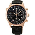 Orient Orient TD09004B (FTD09004B)  FTD09004B кварцевые мужские часы  черный циферблат, браслет 18-каратное желтое золото — вид спереди