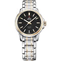 Swiss Military by Chrono Swiss Military by Chrono SM34040.12  SM34040.12 автокварц (кинетик) женские часы черный циферблат, браслет нержавеющая сталь + золото 18к — вид спереди