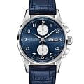 Hamilton Hamilton Jazzmaster Maestro Auto Chrono H32576641  H32576641 механические мужские часы  синий циферблат, браслет кожаный — вид спереди