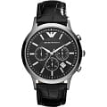 Emporio Armani Emporio Armani AR2447  AR2447 кварцевые мужские часы  черный циферблат, браслет кожаный — вид спереди