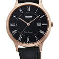 Orient Orient RF-QD0007B1  RF-QD0007B10 кварцевые мужские часы  черный циферблат, браслет кожаный — вид спереди