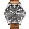 Hamilton Hamilton Khaki Aviation Pilot Day Date Auto H64715885  H64715885 механические мужские часы черный циферблат, браслет кожаный — вид спереди