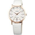 Orient Orient UNG6002W (FUNG6002W)  FUNG6002W  женские часы  белый циферблат, браслет кожа + текстиль — вид спереди