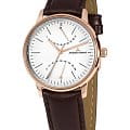 Jacques Lemans Jacques Lemans N-218D  N-218D кварцевые мужские часы белый циферблат, браслет кожаный — вид спереди
