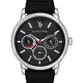 U.S. Polo Assn. U.S. Polo Assn. Crossing USPA1098-01  USPA1098-01 кварцевые мужские часы черный циферблат, браслет силикон — вид спереди