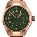 Aviator Aviator Airacobra V.1.38.2.330.5  V.1.38.2.330.5 кварцевые мужские часы зеленый циферблат, браслет нержавеющая сталь с pvd-покрытием — вид спереди
