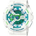 Casio Casio G-Shock GA-110WG-7A GA-110 GA-110WG-7A электронные мужские часы зеленый циферблат, браслет пластик — вид спереди