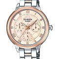 Casio Casio Sheen SHE-3055SPG-4A  SHE-3055SPG-4A кварцевые женские часы перламутровый циферблат, браслет нержавеющая сталь — вид спереди