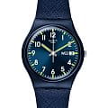 Swatch Swatch Gent Biosourced Standard SO28N702  SO28N702 кварцевые женские часы синий циферблат, браслет биоматериал — вид спереди