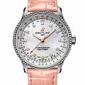 Breitling Breitling Navitimer Automatic 35 A17395211A1P3  A17395211A1P3 механические женские часы  перламутровый циферблат, браслет кожаный — вид спереди