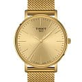 Tissot Tissot Everytime Gent T143.410.33.021.00 Everytime T1434103302100 кварцевые мужские часы золотой циферблат, браслет нержавеющая сталь с pvd-покрытием — вид спереди