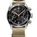 Longines Longines Spirit L3.821.4.53.9  L38214539 механические мужские часы черный циферблат, браслет тканевый — вид спереди