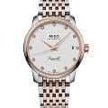 Mido Mido Baroncelli Heritage Lady M027.207.22.016.00  M0272072201600 механические женские часы бежевый циферблат, браслет сталь c pvd покрытием — вид спереди