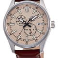 Orient Orient RA-AK0405Y1  RA-AK0405Y механические мужские часы бежевый циферблат, браслет кожаный — вид спереди