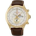 Orient Orient TD0T001N (FTD0T001N)  FTD0T001N кварцевые мужские часы  белый циферблат, браслет 18-каратное желтое золото — вид спереди