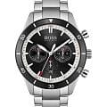Hugo Boss Hugo Boss Santiago HB1513862  HB1513862 кварцевые мужские часы черный циферблат, браслет нержавеющая сталь 316l — вид спереди