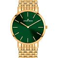 Jacques Lemans Jacques Lemans Classic 1-2172N  1-2172N кварцевые женские часы зеленый циферблат, браслет нержавеющая сталь с pvd-покрытием — вид спереди