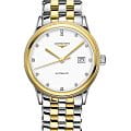 Longines Longines Flagship L4.984.3.27.7  L49843277 механические мужские часы белый циферблат, браслет сталь c pvd покрытием — вид спереди