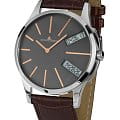 Jacques Lemans Jacques Lemans 1-1813D  1-1813D кварцевые мужские часы серый циферблат, браслет кожаный — вид спереди