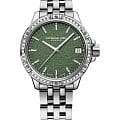 Raymond Weil Raymond Weil Tango 5960-STS-52061  5960-STS-52061 кварцевые женские часы зеленый циферблат, браслет нержавеющая сталь — вид спереди