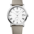 Longines Longines Elegant Collection L4.312.4.11.2  L43124112 механические женские часы белый циферблат, браслет кожаный — вид спереди