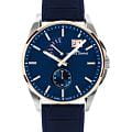 Jacques Lemans Jacques Lemans Derby 1-2199F  1-2199F кварцевые мужские часы синий циферблат, браслет кожаный — вид спереди