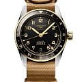 Longines Longines Spirit L3.802.5.53.9  L38025539 механические мужские часы черный циферблат, браслет тканевый — вид спереди